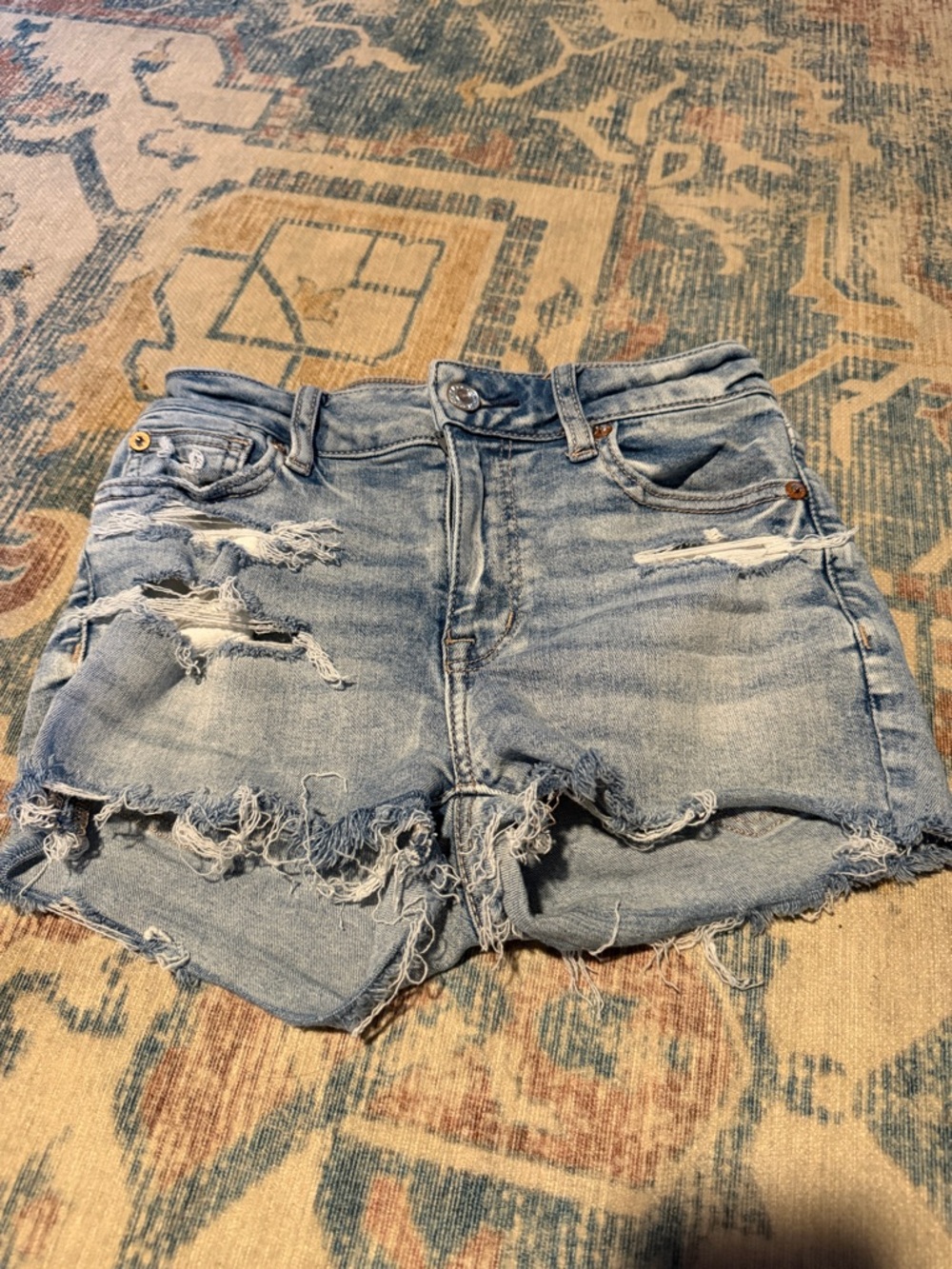 American Eagle Outfitters Light Blue Distressed Denim Cutoff Shorts